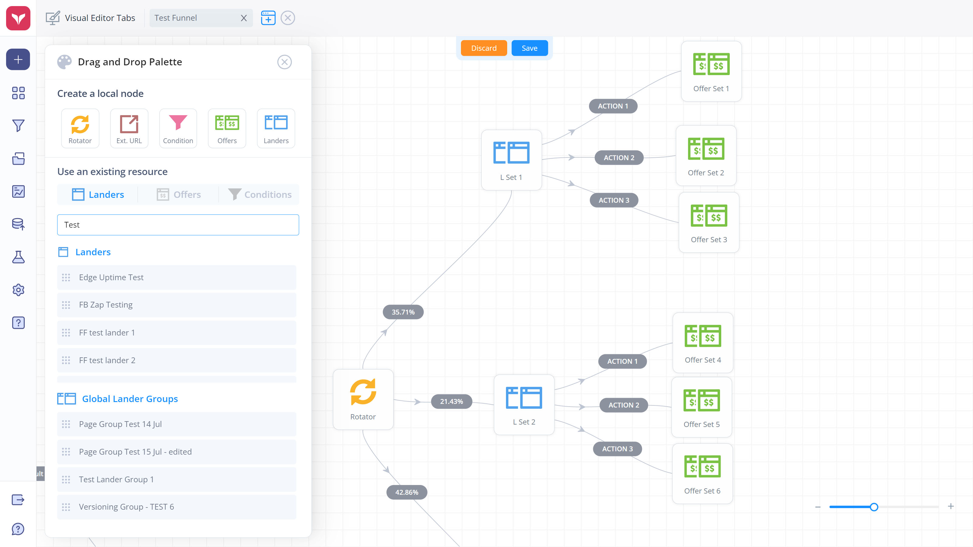 funnel builder node palette